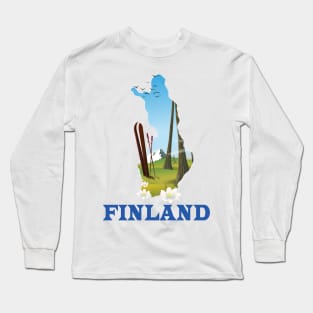 Finland Map Travel poster Long Sleeve T-Shirt